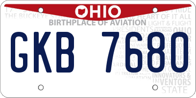 OH license plate GKB7680