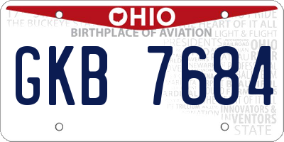 OH license plate GKB7684
