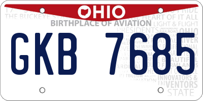 OH license plate GKB7685