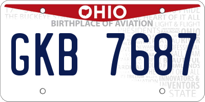 OH license plate GKB7687