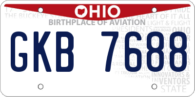OH license plate GKB7688