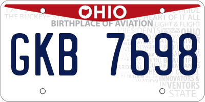 OH license plate GKB7698