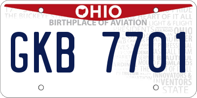 OH license plate GKB7701