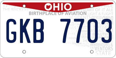 OH license plate GKB7703