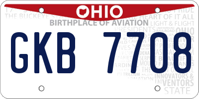 OH license plate GKB7708