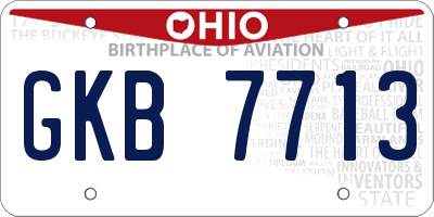 OH license plate GKB7713