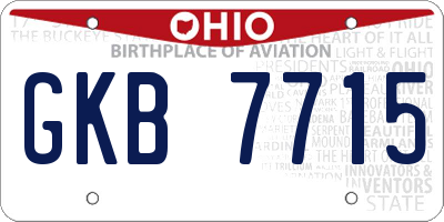 OH license plate GKB7715