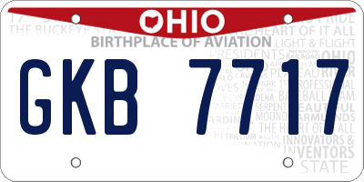 OH license plate GKB7717
