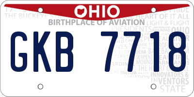 OH license plate GKB7718