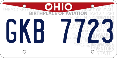 OH license plate GKB7723