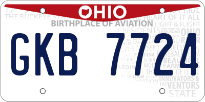 OH license plate GKB7724