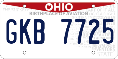 OH license plate GKB7725