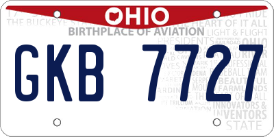 OH license plate GKB7727