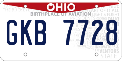 OH license plate GKB7728