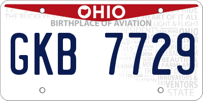 OH license plate GKB7729