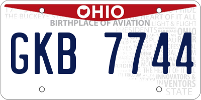 OH license plate GKB7744