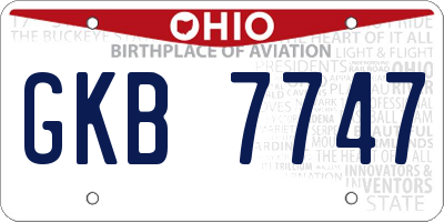 OH license plate GKB7747