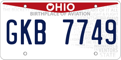 OH license plate GKB7749