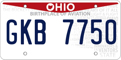OH license plate GKB7750