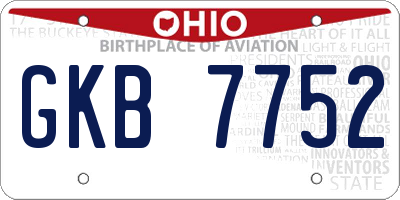 OH license plate GKB7752