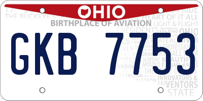 OH license plate GKB7753