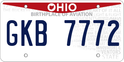 OH license plate GKB7772