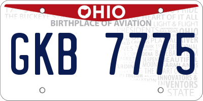 OH license plate GKB7775