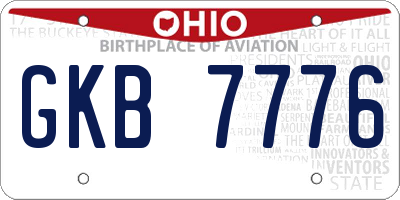 OH license plate GKB7776