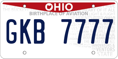 OH license plate GKB7777