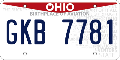 OH license plate GKB7781