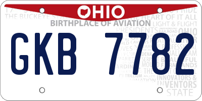 OH license plate GKB7782