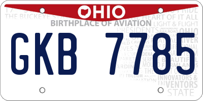 OH license plate GKB7785