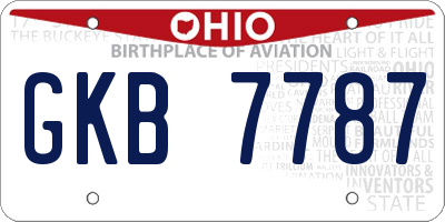 OH license plate GKB7787