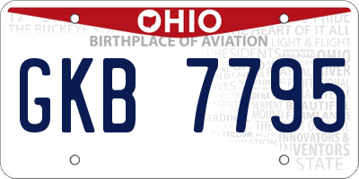 OH license plate GKB7795