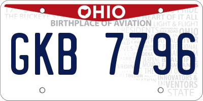 OH license plate GKB7796