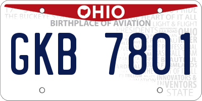 OH license plate GKB7801