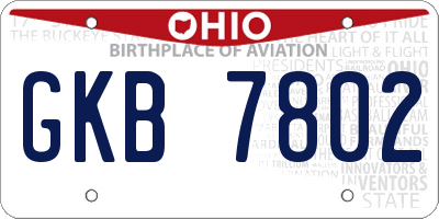 OH license plate GKB7802