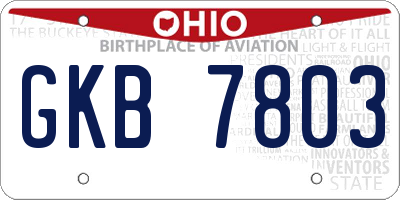 OH license plate GKB7803