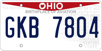 OH license plate GKB7804