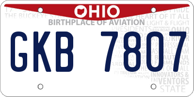 OH license plate GKB7807