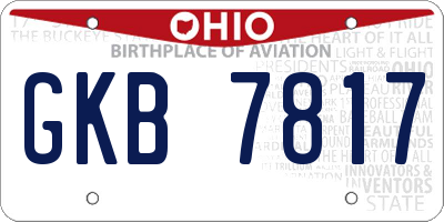 OH license plate GKB7817
