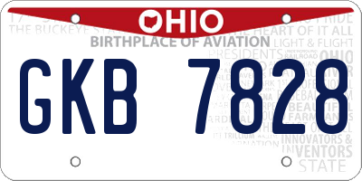 OH license plate GKB7828
