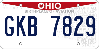 OH license plate GKB7829