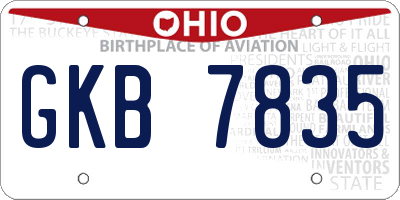 OH license plate GKB7835