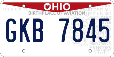 OH license plate GKB7845