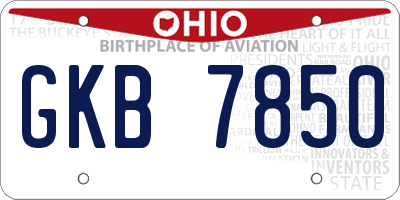 OH license plate GKB7850