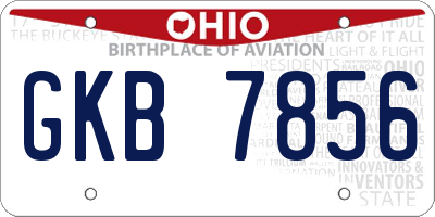 OH license plate GKB7856
