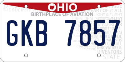 OH license plate GKB7857