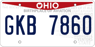 OH license plate GKB7860