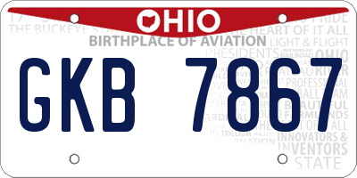 OH license plate GKB7867